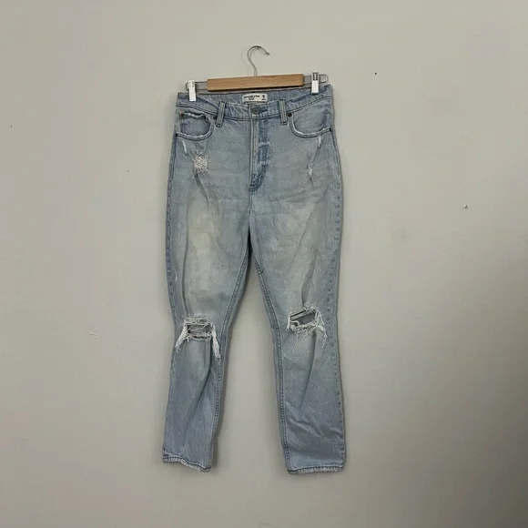 Abercrombie & Fitch The Skinny High Rise Blue Distressed Jeans - Picture 3 of 6